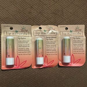 Lot 3 Lip Naturals Hemp Infused Lip Balm Fresh Strawberry Expires 6/26